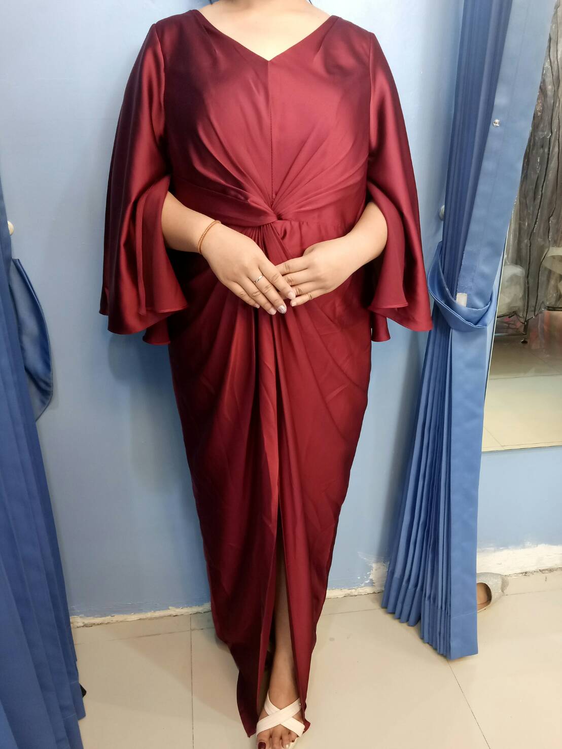 ริณรดายาว 2XL แดง ชุดราตรียาว แดง