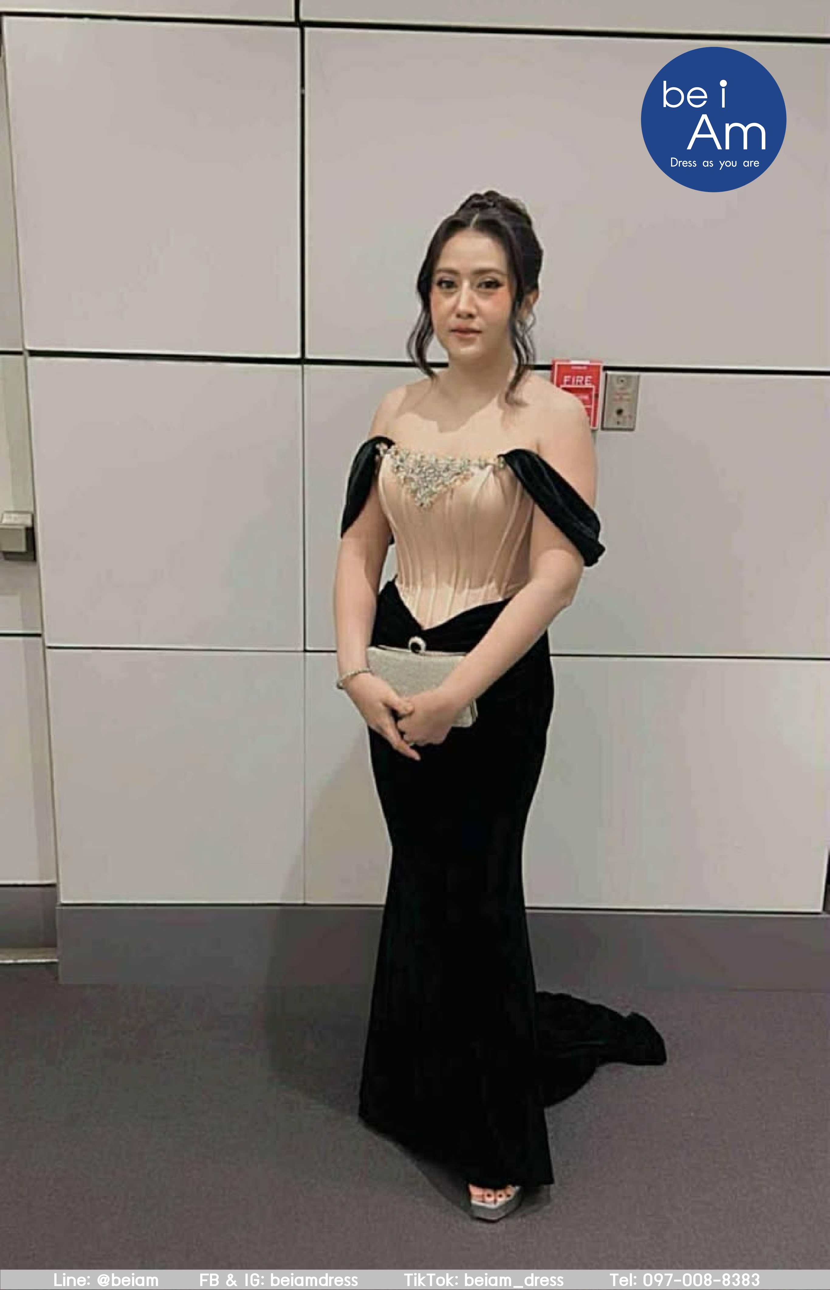 เดฟเน่ยาว ดำ - 02 (ไม่มีคอ) ชุดราตรียาว ดำ