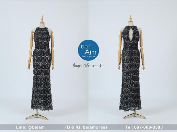 สิงโต ยาว ดำ ชุดราตรียาว ดำ