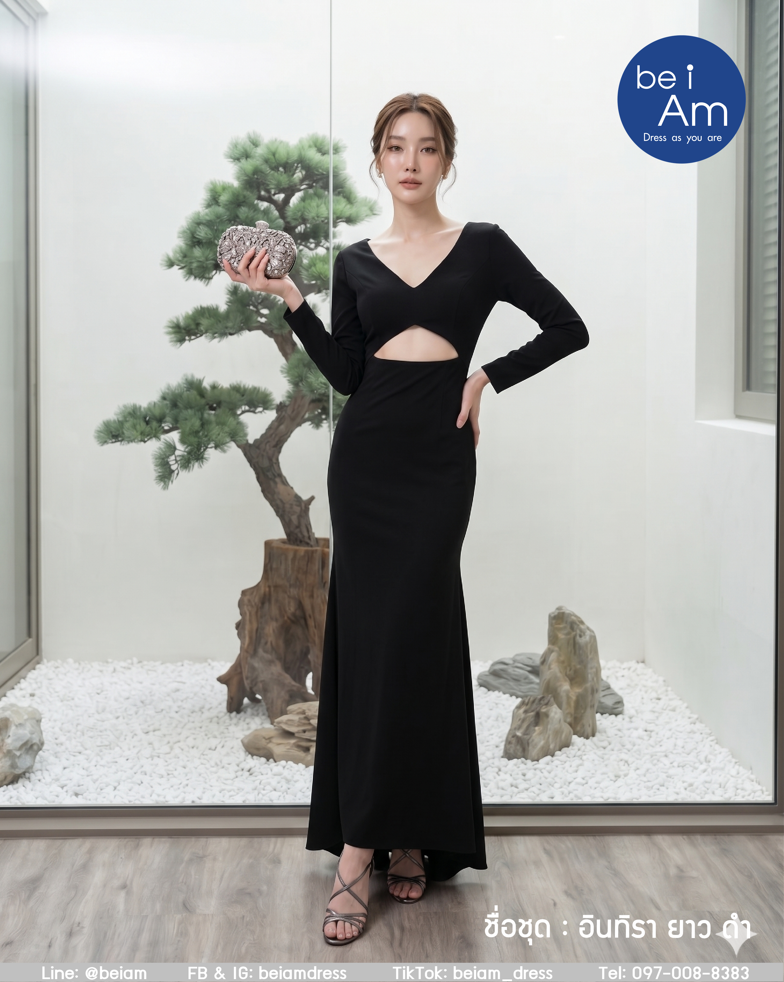 อินทิรา ยาว ดำ 02 (ขาย500) ชุดราตรียาว ดำ