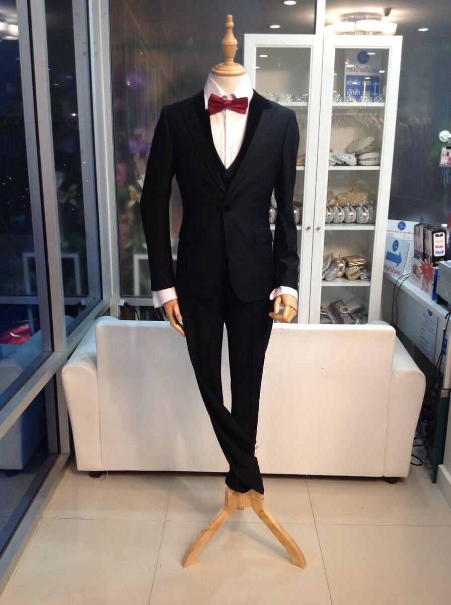 กั๊กสูทดำ ปกกำมะหยี่ size 50 ชุดสูท ดำ