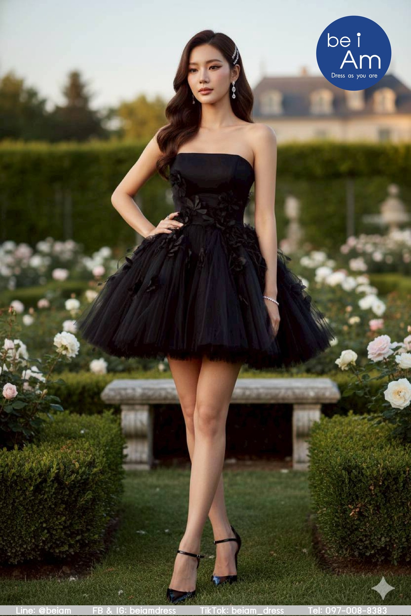 cwn บลูเก้สั้น ดำ ชุดราตรีสั้น ดำ