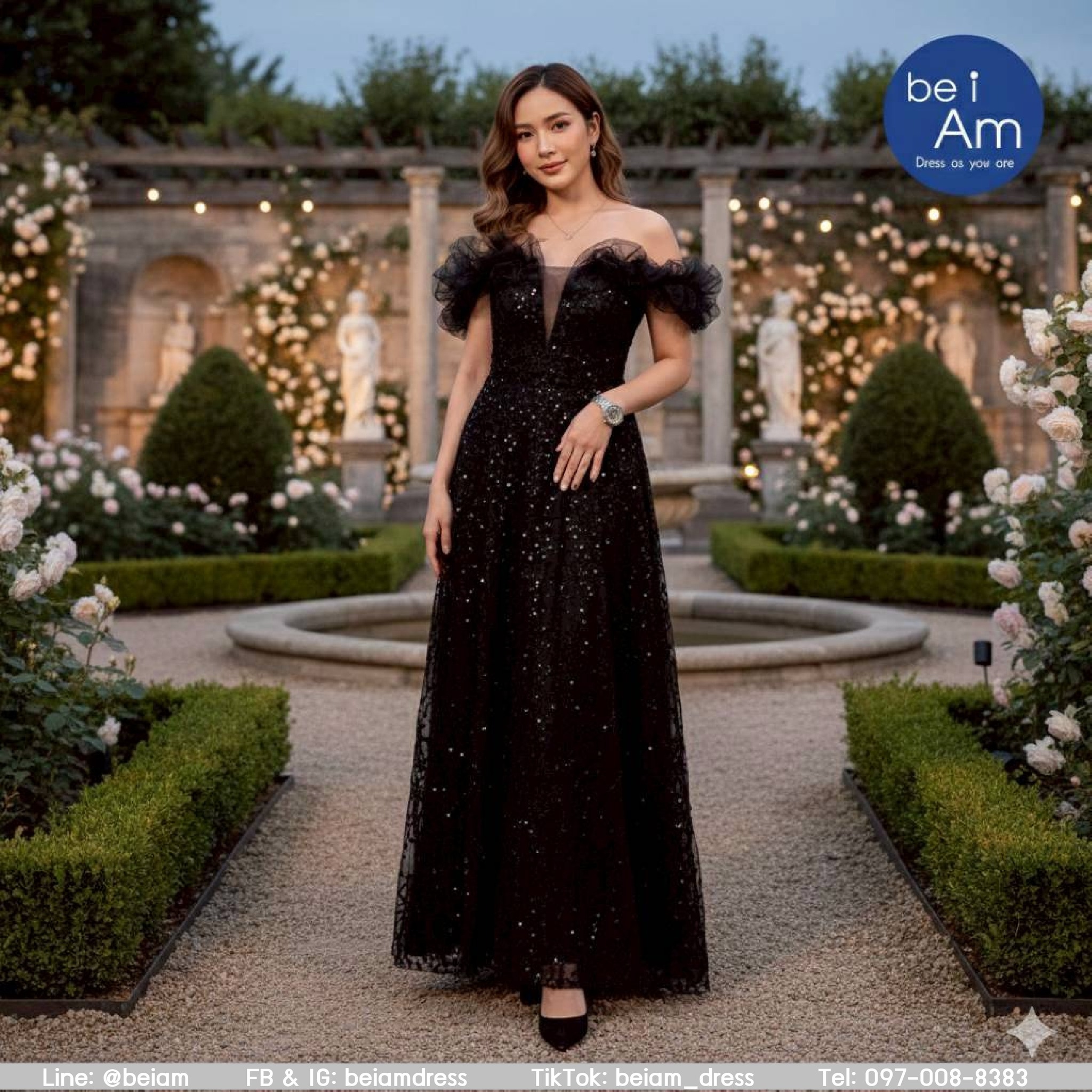 โอฟีเลีย ยาว ดำ ชุดราตรียาว ดำ