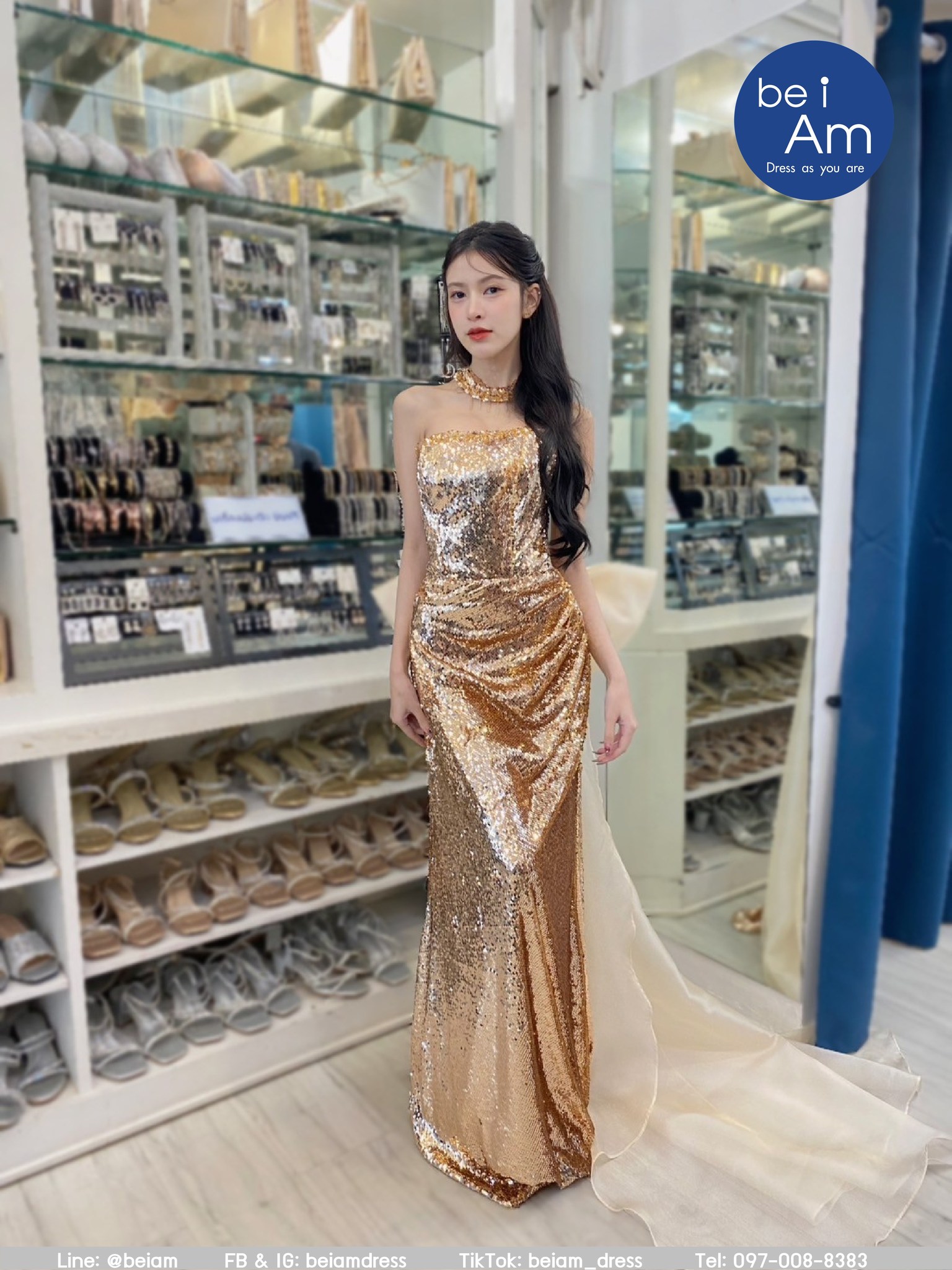Sri นาซ่า ยาว น้ำตาล 2XL ชุดราตรียาว น้ำตาล