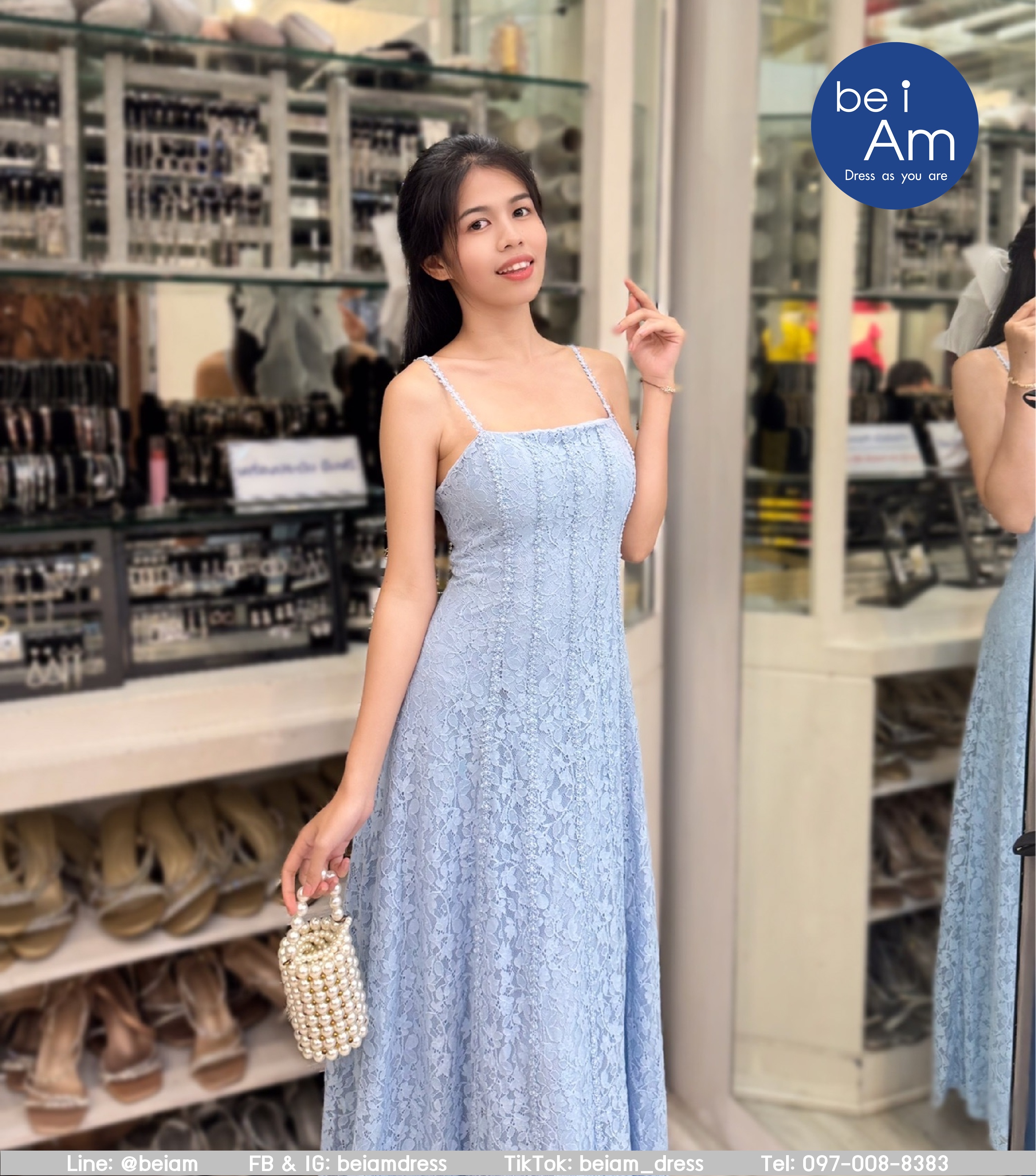 cwn ใยไหมยาว ฟ้า ชุดราตรียาว ฟ้า