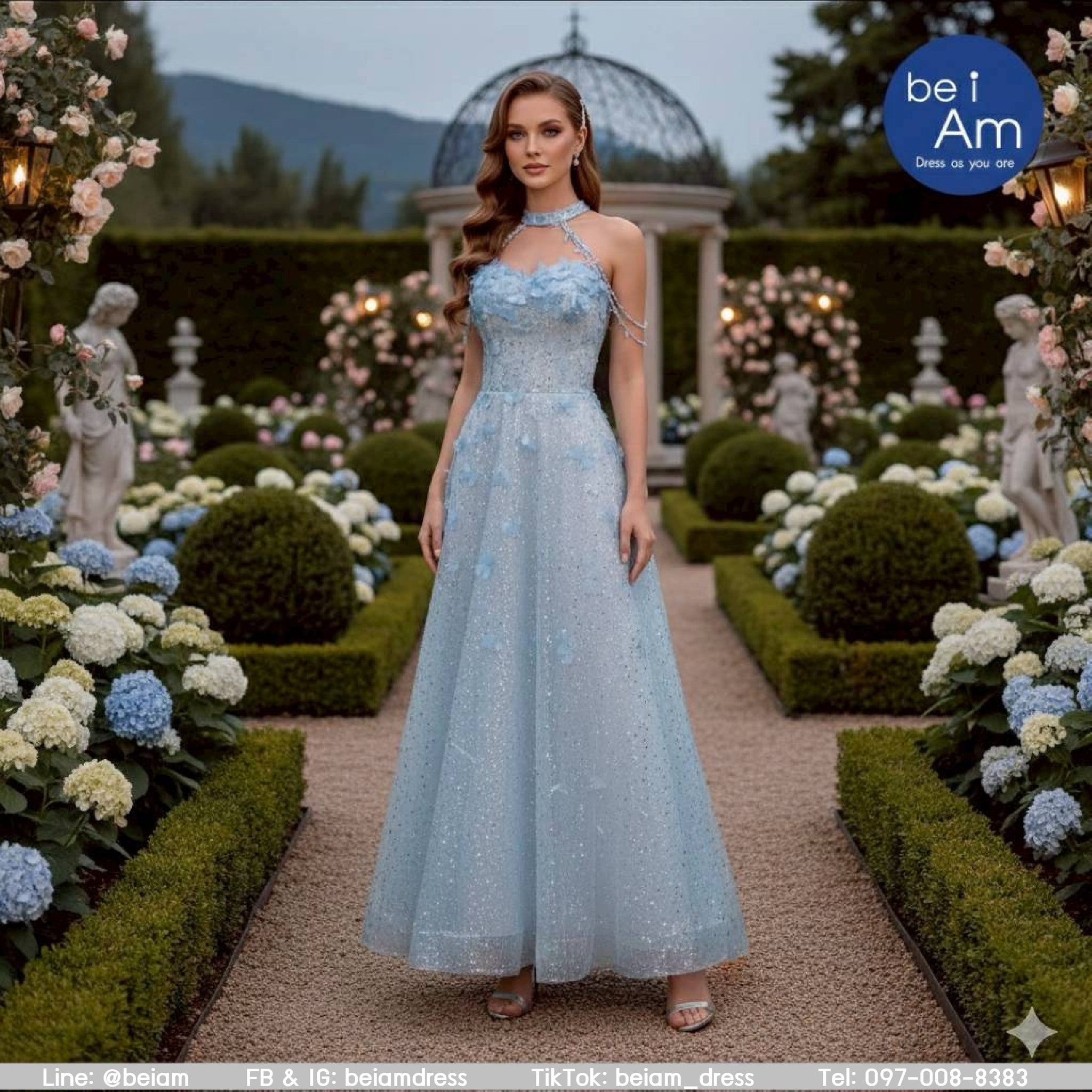 ดารีน่า ยาว ฟ้า ชุดราตรียาว ฟ้า