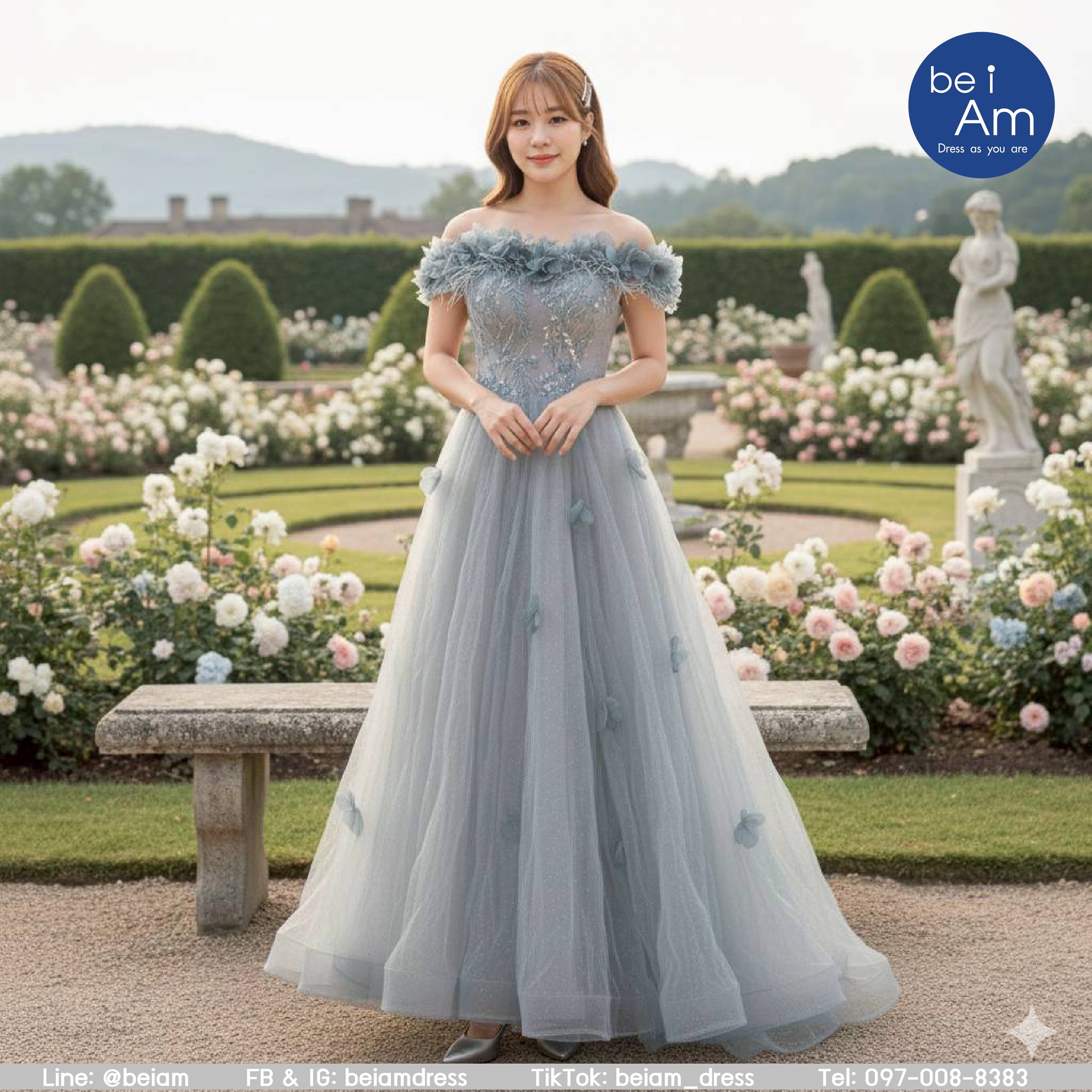 ฟลอรีน่า ยาว ฟ้า ชุดราตรียาว ฟ้า