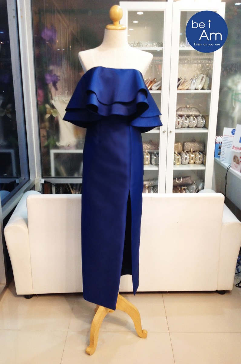 ดับเบิ้ลระบาย ยาว น้ำเงิน -01(ขาย 500 บาท) ชุดราตรียาว น้ำเงิน