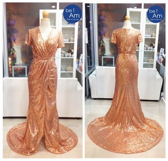 แกสบี้ วิคกี้ พิ้งค์โกลด์ (ขาย 700) ชุดราตรียาว พิ้งค์โกลด์