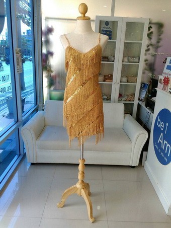 แกสบี้ พลิ้วไหว ทอง (09) ชุดราตรีสั้น ทอง