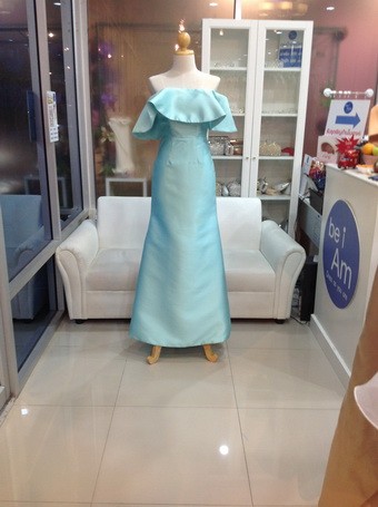 ระบายไหม ยาว เขียว(ขาย 500 บาท) ชุดราตรียาว เขียว
