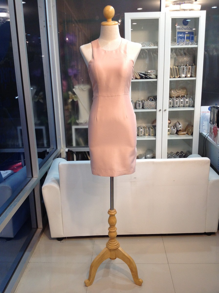 ลอเรน สั้น พิ้งโกลด์ -01 ชุดราตรีสั้น พิ้งค์โกลด์