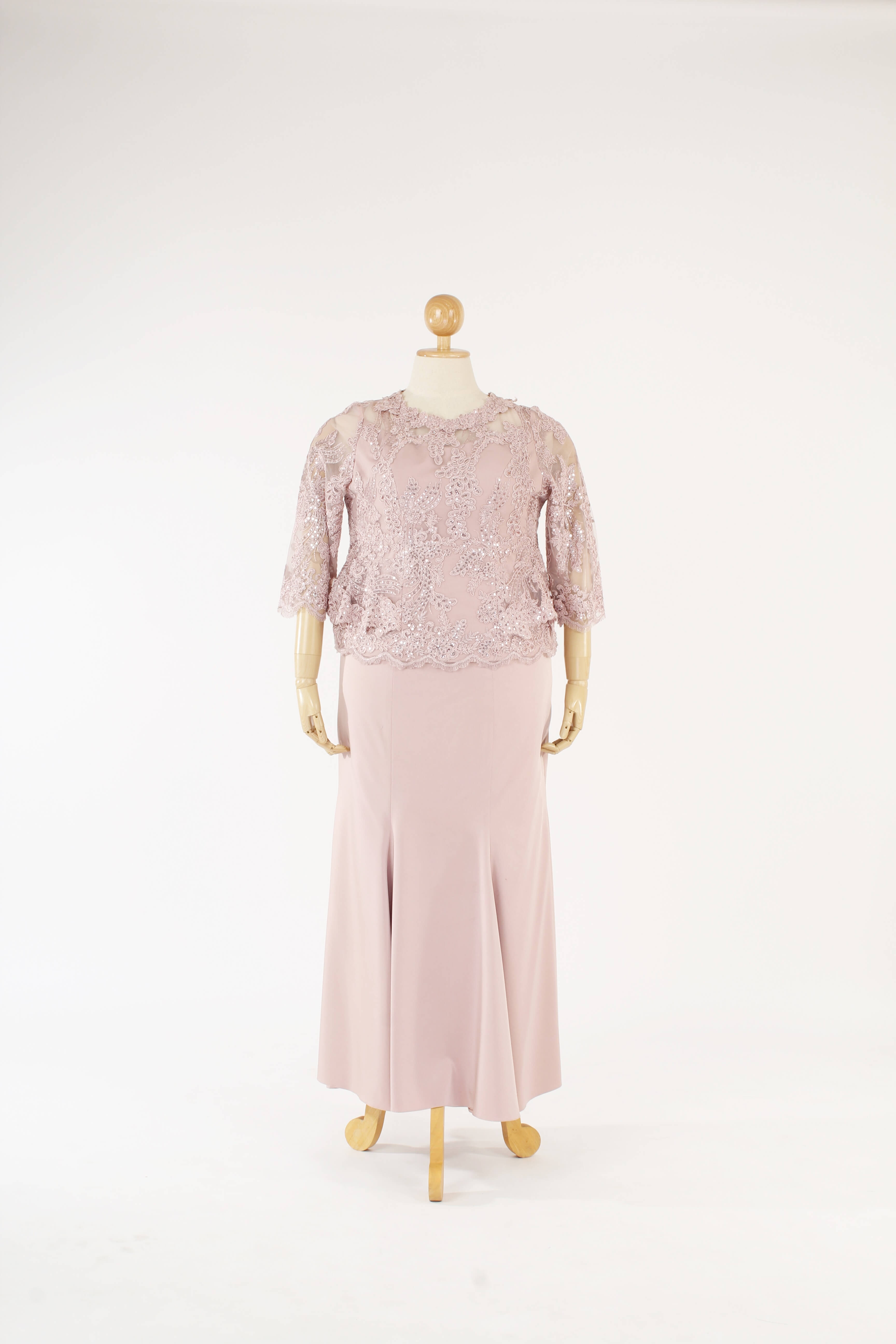 เสื้อลูกไม้ อรสา กลีบบัว 2XL ชุดราตรียาว ชมพู