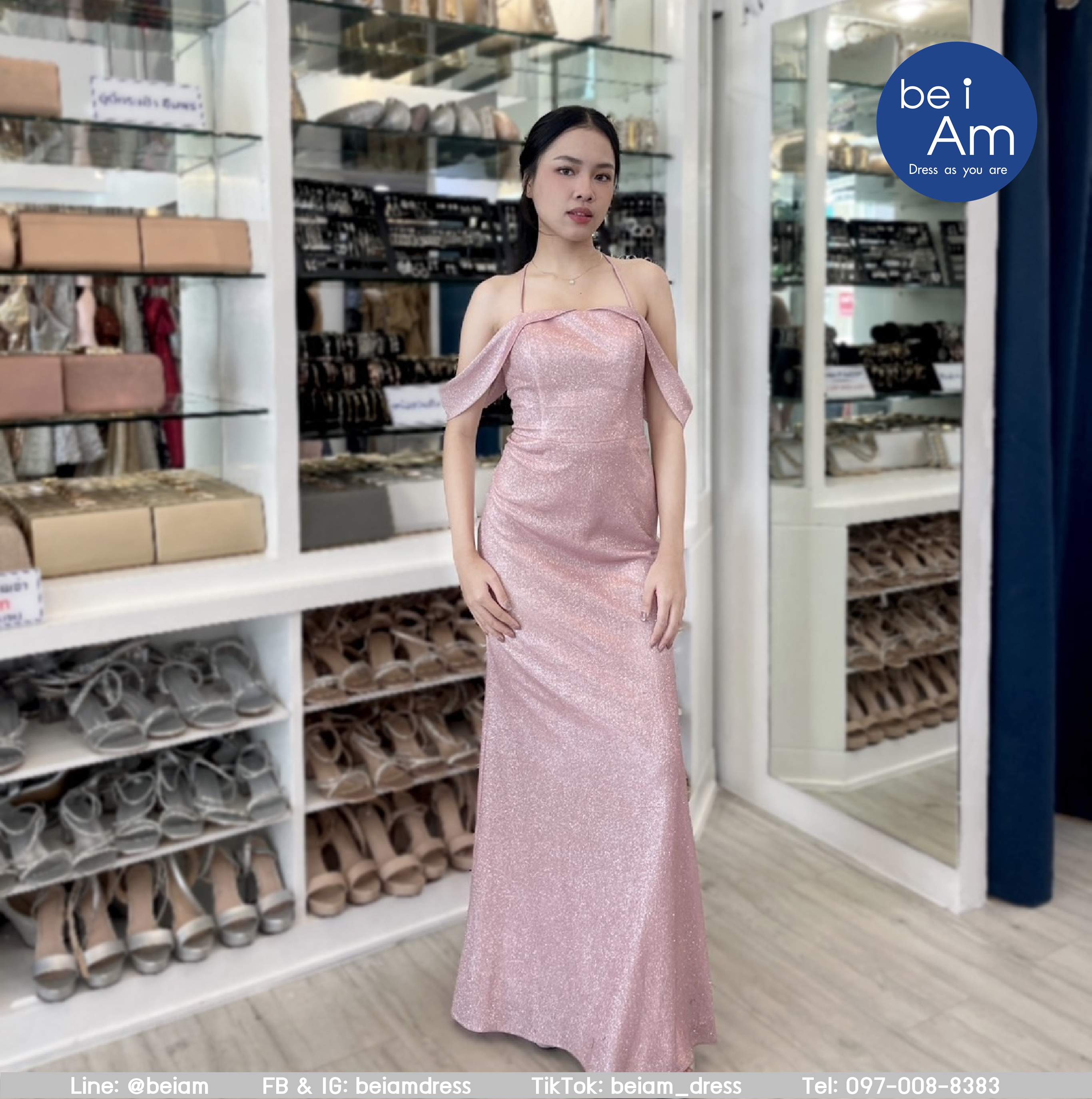 cwn ราเบลยาว ชมพู ชุดราตรียาว ชมพู