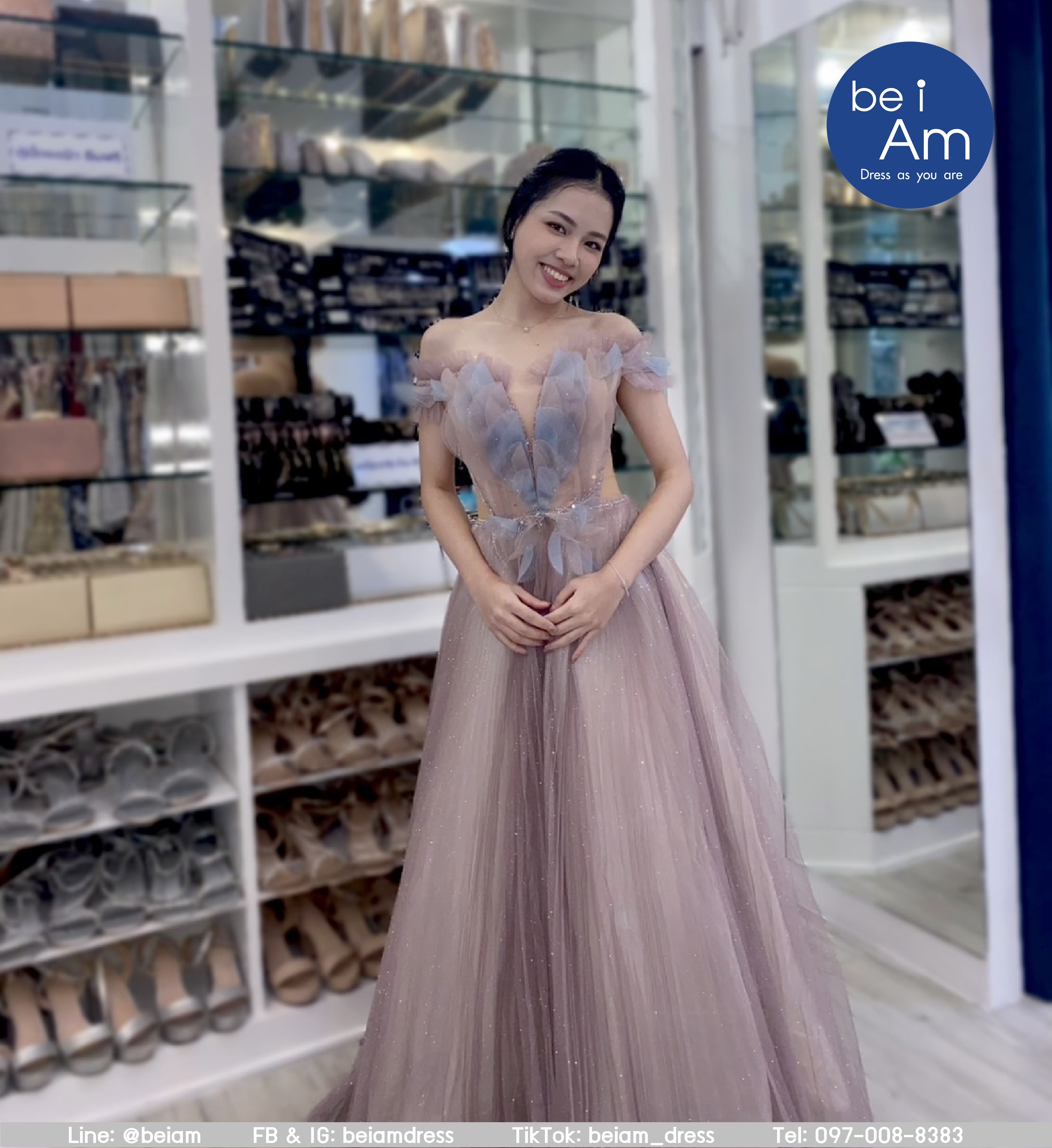 cwn ไฮเดรนเยียยาว ชมพู ชุดราตรียาว ชมพู