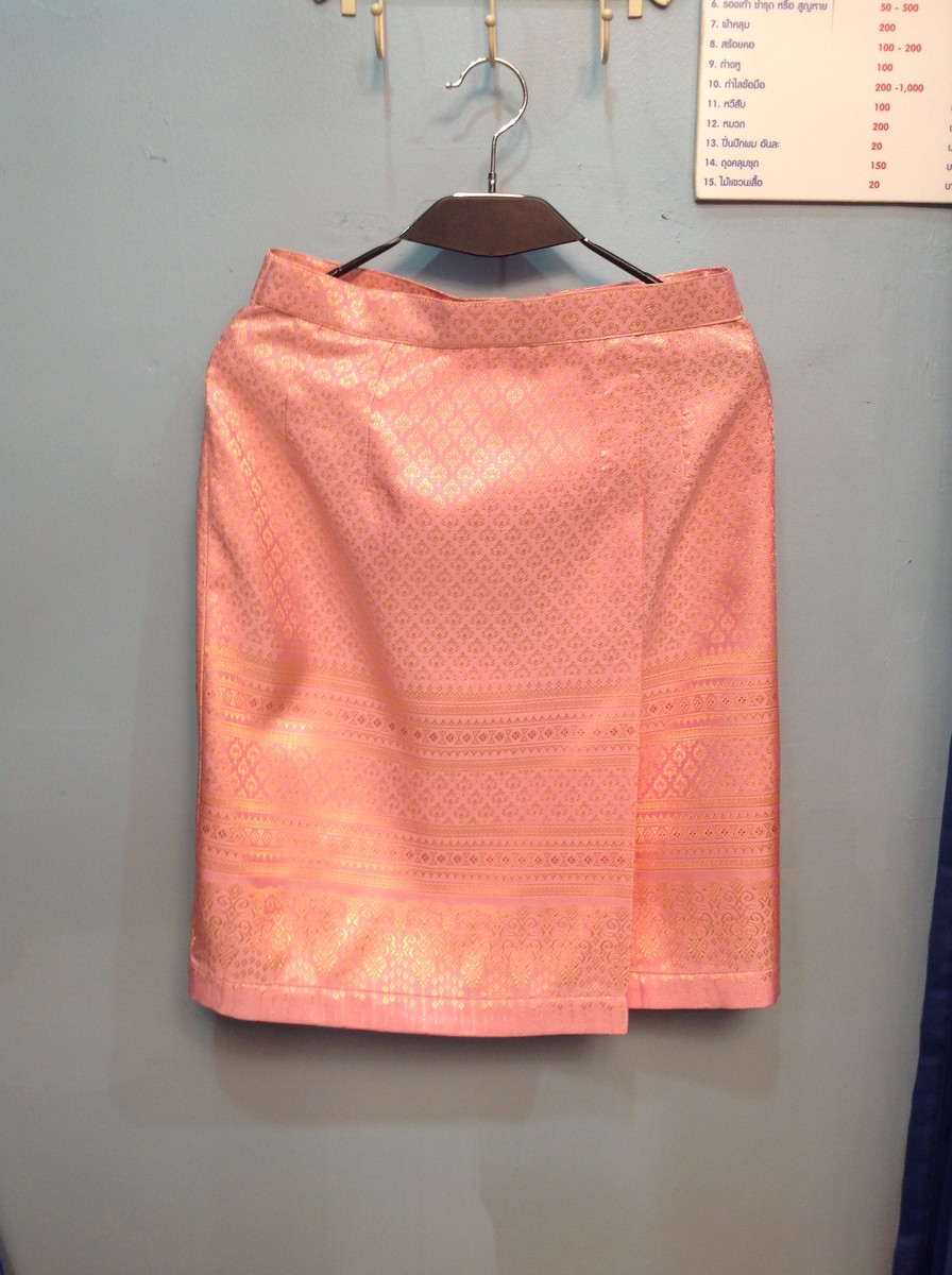 กระโปรง-ลายใบโพธิ์ ชมพู(N) L - 02 ชุดไทย ชมพู