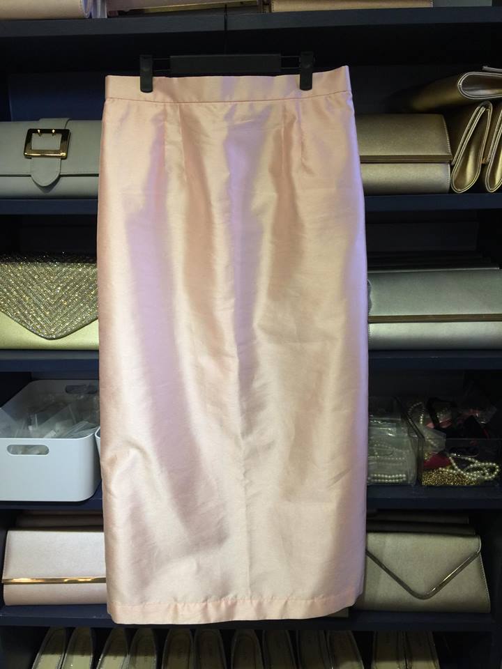 กระโปรง-ไหมเทียมยาว 5XL ชมพู -04 ชุดไทย ชมพู