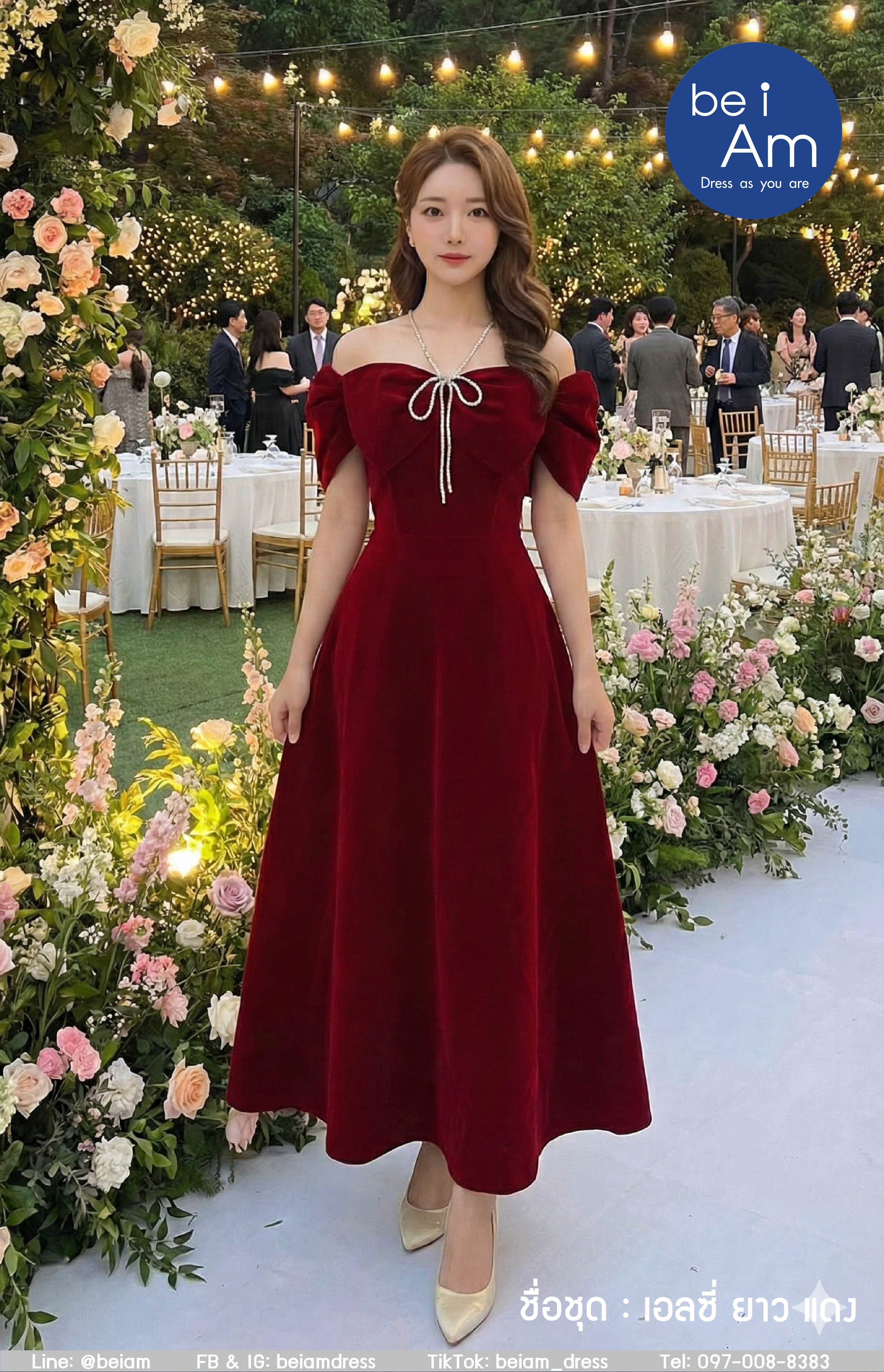 cwn เอลซี่ยาว แดง New ชุดราตรียาว แดง