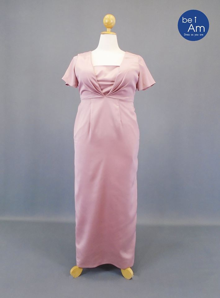ญาดาซาติน ยาว กลีบบัว 2XL - 01 ชุดราตรียาว ชมพู